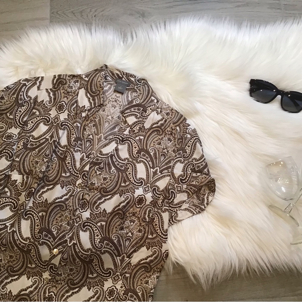 Ann Taylor Brown and Cream Paisley Blouse